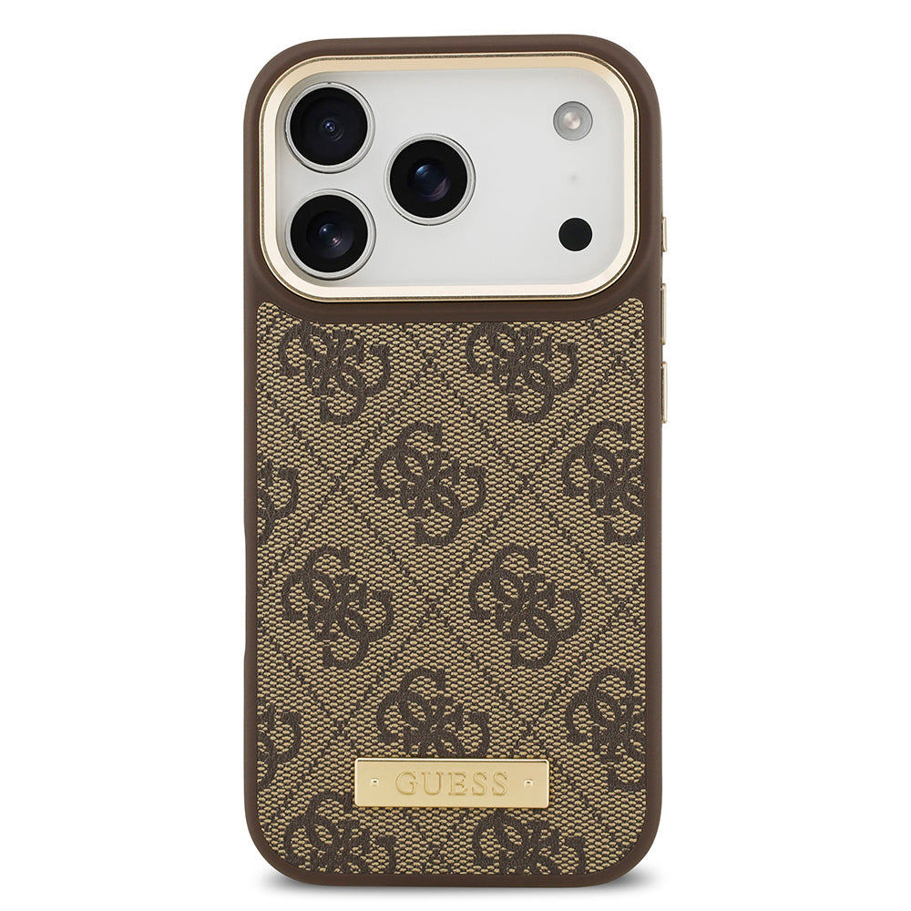 Guess iPhone 17 Pro Orjinal Lisanslı M-safe Şarj Özellikli 4G Desenli PU Metal Plaka Klasik Logolu Kılıf Guess iPhone 17 Pro Orjinal Lisanslı M-safe Şarj Özellikli 4G Desenli PU Metal Plaka Klasik Logolu Kılıf